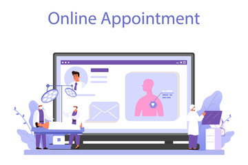 Surgeon online service or platform. Doctor performing medical operations