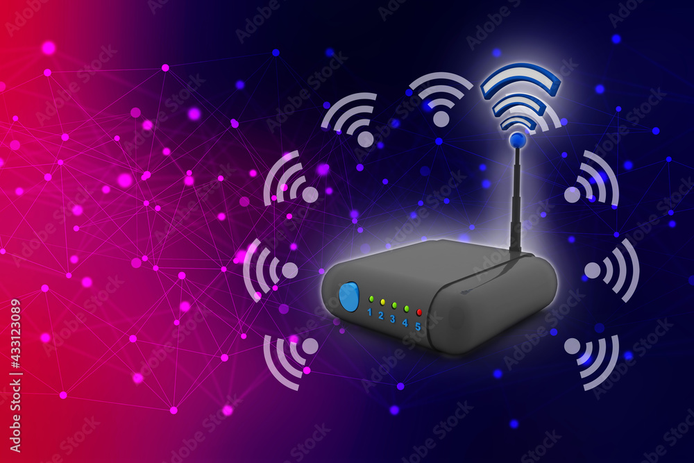 Aufkleber 3d rendering transmitter wifi