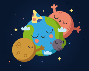 The planets hug the Earth.