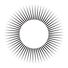 Star, round element, halftone rays isolated on white background. Black logo. Geometric shape.