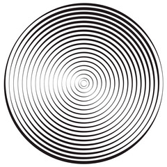 Fototapeta premium Concentric linear circles, neutral round element. Halftone outline element isolated on white background.