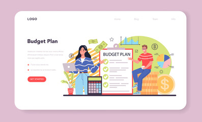 Budgeting web banner or landing page. Idea of financial planning