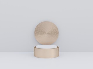 Scene with podium for mock up presentation in white color and minimalism style with copy space, 3d render abstract background
