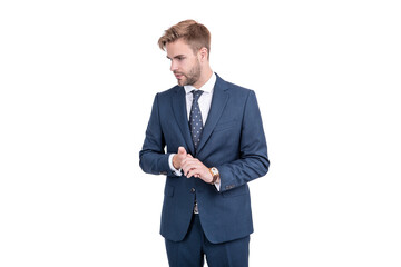 confident businessman isolated on white. young ceo in formalwear. business success.