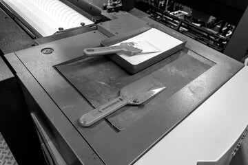 Printing processes industry. Black and white