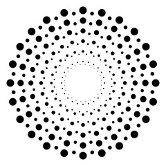 Screen printing pattern. Radiant frame. Abstract vortex. Circular pattern. Pop art round halftone frame isolated on white. Abstract whirligig, eyeball. Dotted print. 