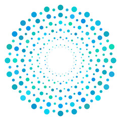 Screen printing pattern. Radiant frame. Abstract vortex. Circular pattern. Pop art round halftone frame isolated on white. Abstract whirligig, eyeball. Dotted print. 