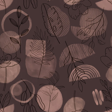 Hand drawn aesthetic botanical seamless pattern for print, textile, apparel design. © Tatyana