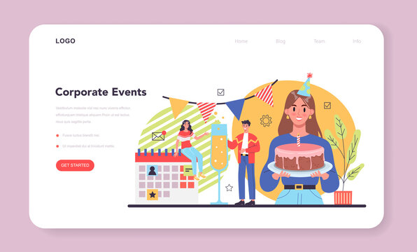 Employee loyalty web banner or landing page. Corporate event or party culture.