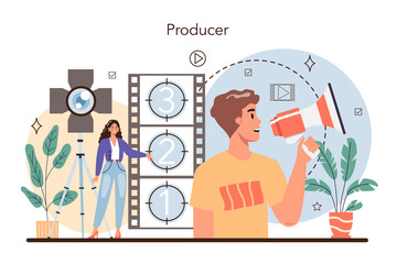 Producer concept. Film and music production, entertainment