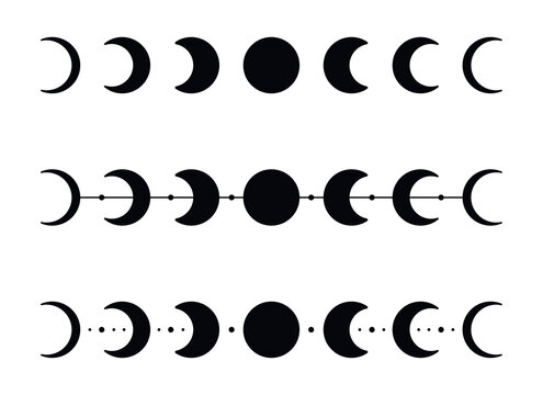 Moon phases silhouettes with stars.