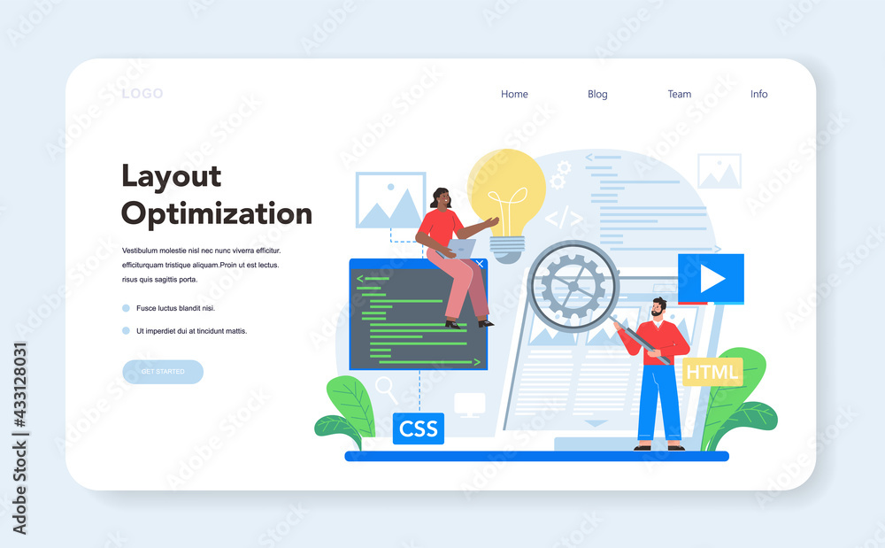 Poster layout designer web banner or landing page. web development,