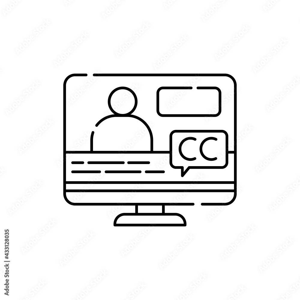 Poster disabled subtitles color line icon. disability. isolated vector element.