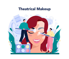Fototapeta premium Theatrical make up artist concept. Professional artist applying cosmetics