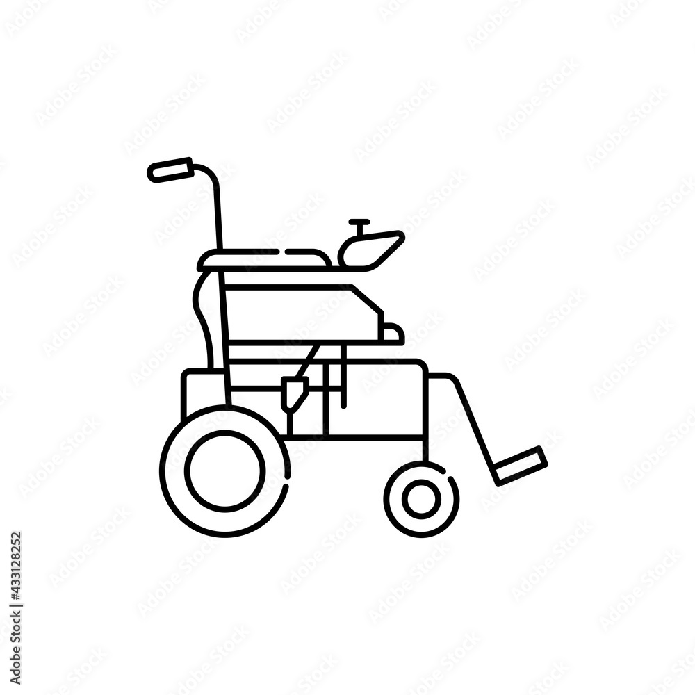 Poster manual wheelchair color line icon. disability. isolated vector element.