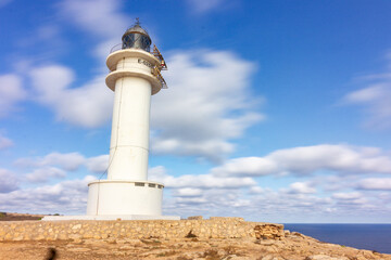 Lighthouse in cape Barbaria in Formentera (Spain)