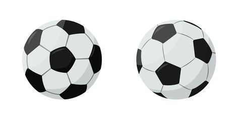 Two Soccer white and black balls with shadow.