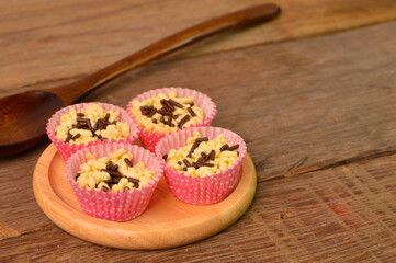 Angle view of Malaysian traditional homemade cookies called as KUIH SRANG SENT