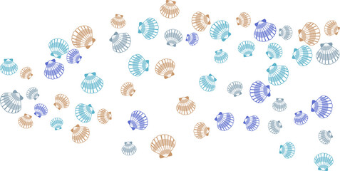 Fototapeta na wymiar Seashell blue brown graphics, pearl bivalved mollusks illustration.