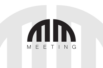 Initials letter M M Logo Monogram. Typography is in the form of a bridge icon which means connecting or unifying two halves of parties or companies. Design Vector Icon Illustration.