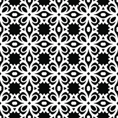 Geometric vector pattern with Black and white colors. Seamless abstract ornament for wallpapers and backgrounds.