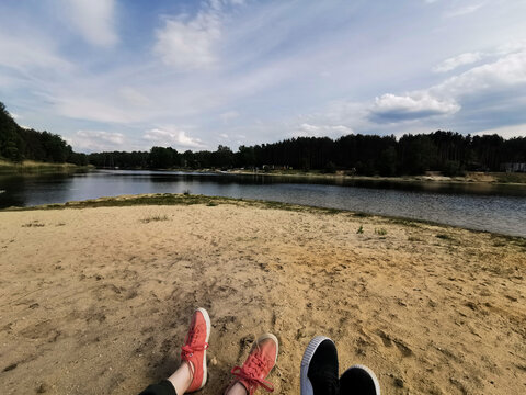 Chechlo, Poland (Silesia) wide angle lake panorama