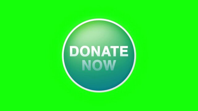 Donate Now Text Button Click Animation on Black Background and Green Screen