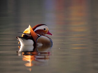 Mandarinente auf dem Teich