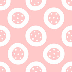 Fototapeta na wymiar Simple seamless pattern with repeating circles and small dots. Drawn by hand. Vector illustration.