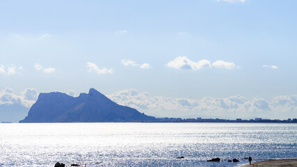 Seascape and Gibraltar rock on horizon
