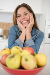 young woman with apples