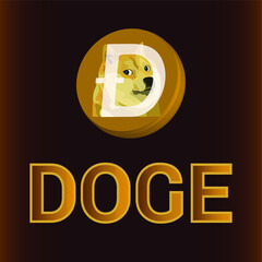 Dogecoin coin with coin i icon, icon