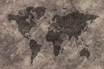 Rolgordijnen Wereldkaart steen grunge wereldkaart achtergrond wallpaper