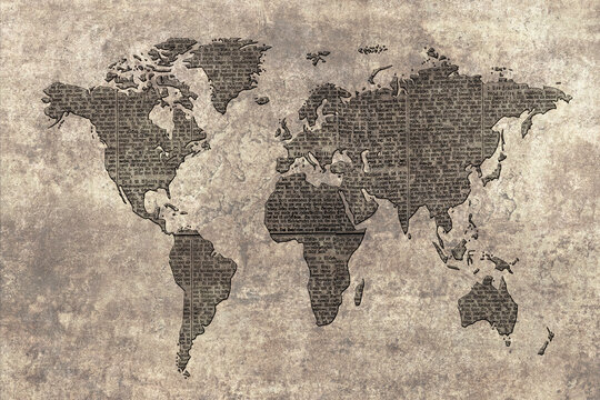 Stone Grunge World Map Background Backdrop Wallpaper