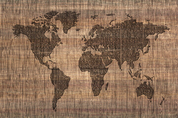 grunge wooden world map background backdrop
