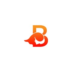 Letter B with woman face logo icon design vector