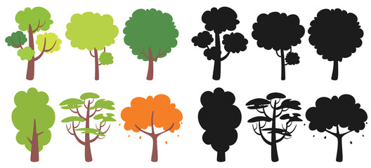 Set Of Various Flat Trees