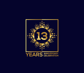 Star Design Shape element, Luxury Gold Color Mixed Design, 13 Year Anniversary, Invitations, Party Events