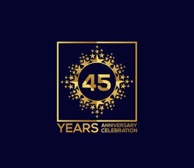 Star Design Shape element, Luxury Gold Color Mixed Design, 45 Year Anniversary, Invitations, Party Events