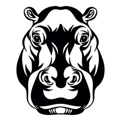 Vector head of mascot hippopotamus head isolated on white