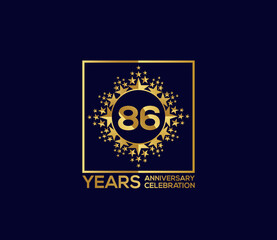 Naklejka premium Star Design Shape element, Luxury Gold Color Mixed Design, 86 Year Anniversary, Invitations, Party Events