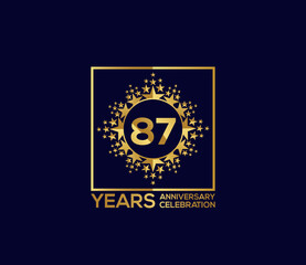 Star Design Shape element, Luxury Gold Color Mixed Design, 87 Year Anniversary, Invitations, Party Events