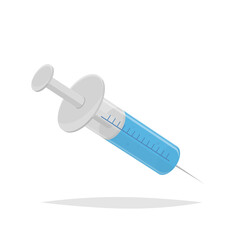 vector illustration of a syringe with blue liquid