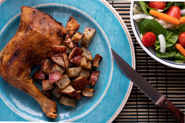 Chicken thigh with salad