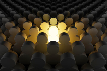 Be Different, One Man Glowing Among Crowd in Dark Condition 