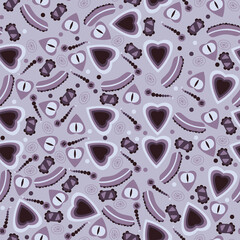 pattern with a pattern of hearts, circles, ovals