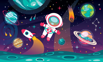 Hand Drawn Colorful Ssace Background © yusufdemirci