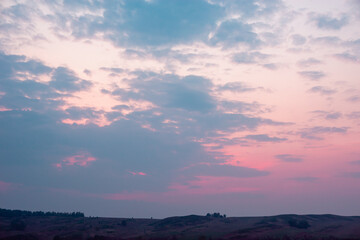 The sky and clouds at sunset in the haze.