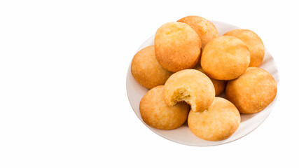 Delicious Colombian almojabanas - Traditional cuisine. White background