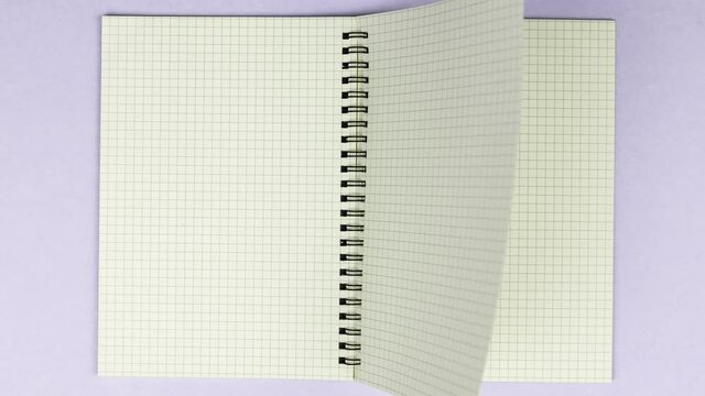4k Stop motion graph book animation Open blank page for writing on white background